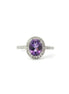14K White Gold Diamond And Amethyst Oval Halo Fashion Ring