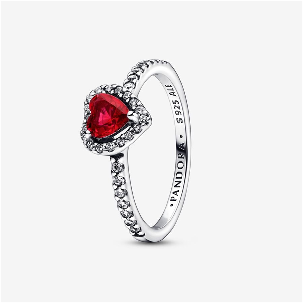 Pandora Timeless Elevated Red Heart Ring Size 7