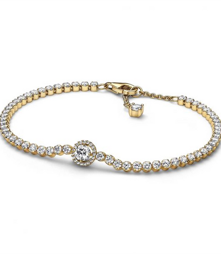 Pandora Sparkling Halo Tennis Bracelet Size 16