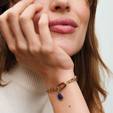 Pandora ME/Moments Blue Engravable Gold-Plated Mini Medallion Charm