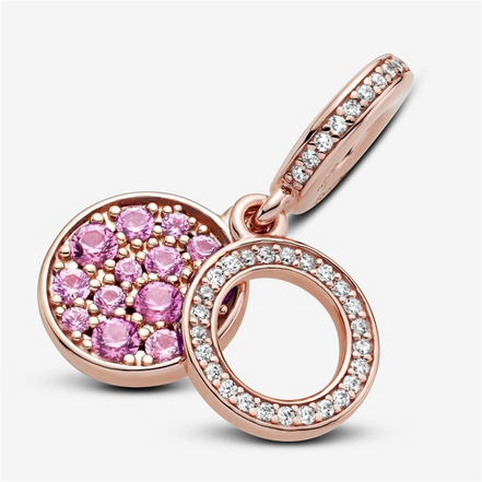 Pandora Moments Sparkling Pink Disc Double Dangle Charm