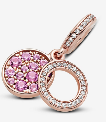 Pandora Moments Sparkling Pink Disc Double Dangle Charm