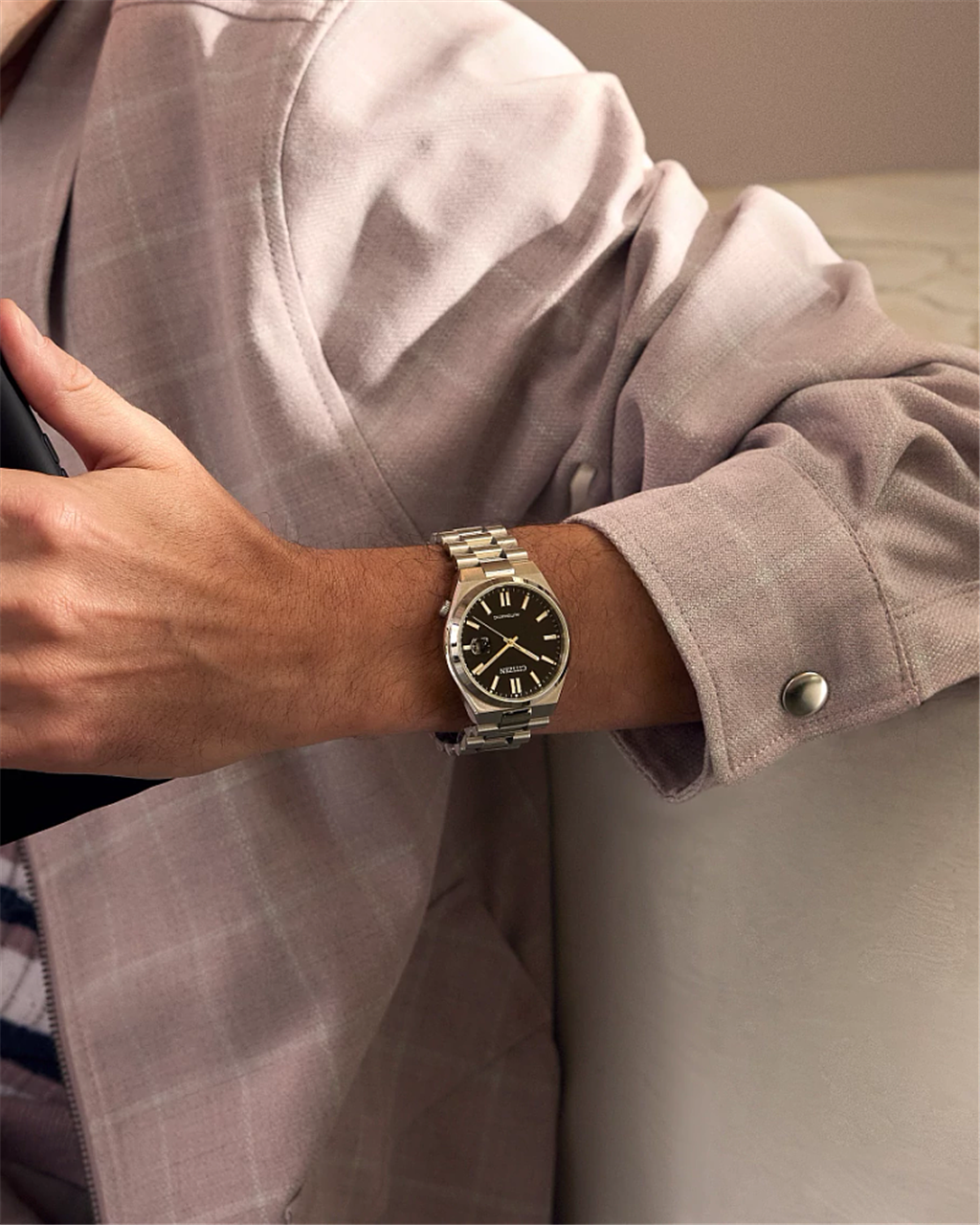 Citizen Men's TSUYOSA Black Dial Stainless Steel Bracelet Watch