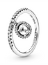 Pandora Timeless Dangling Round Clear Sparkling Ring Size 6