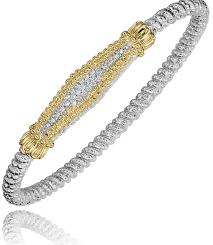 Alwand Vahan 14K Yellow Gold and Sterling Silver Diamond Cluster 4mm Closed Bracelet