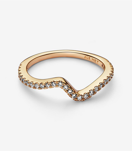 Pandora Timeless Sparkling Wave Ring Size 6