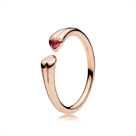 Pandora Rose Two Hearts Open Ring Size 7.5