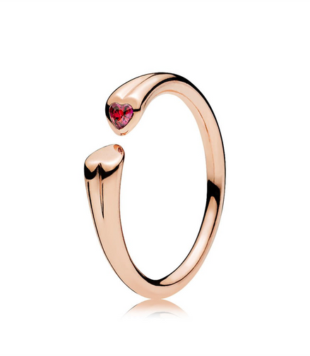 Pandora Rose Two Hearts Open Ring Size 7