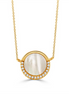 White Orchid Diamond And Mother Of Pearl Pendant Necklace