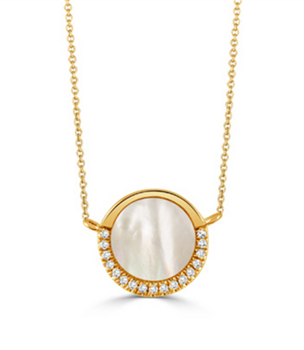 White Orchid Diamond And Mother Of Pearl Pendant Necklace