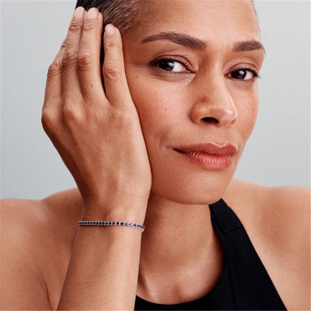 Pandora Sparkling Blue Tennis Bracelet Size 18