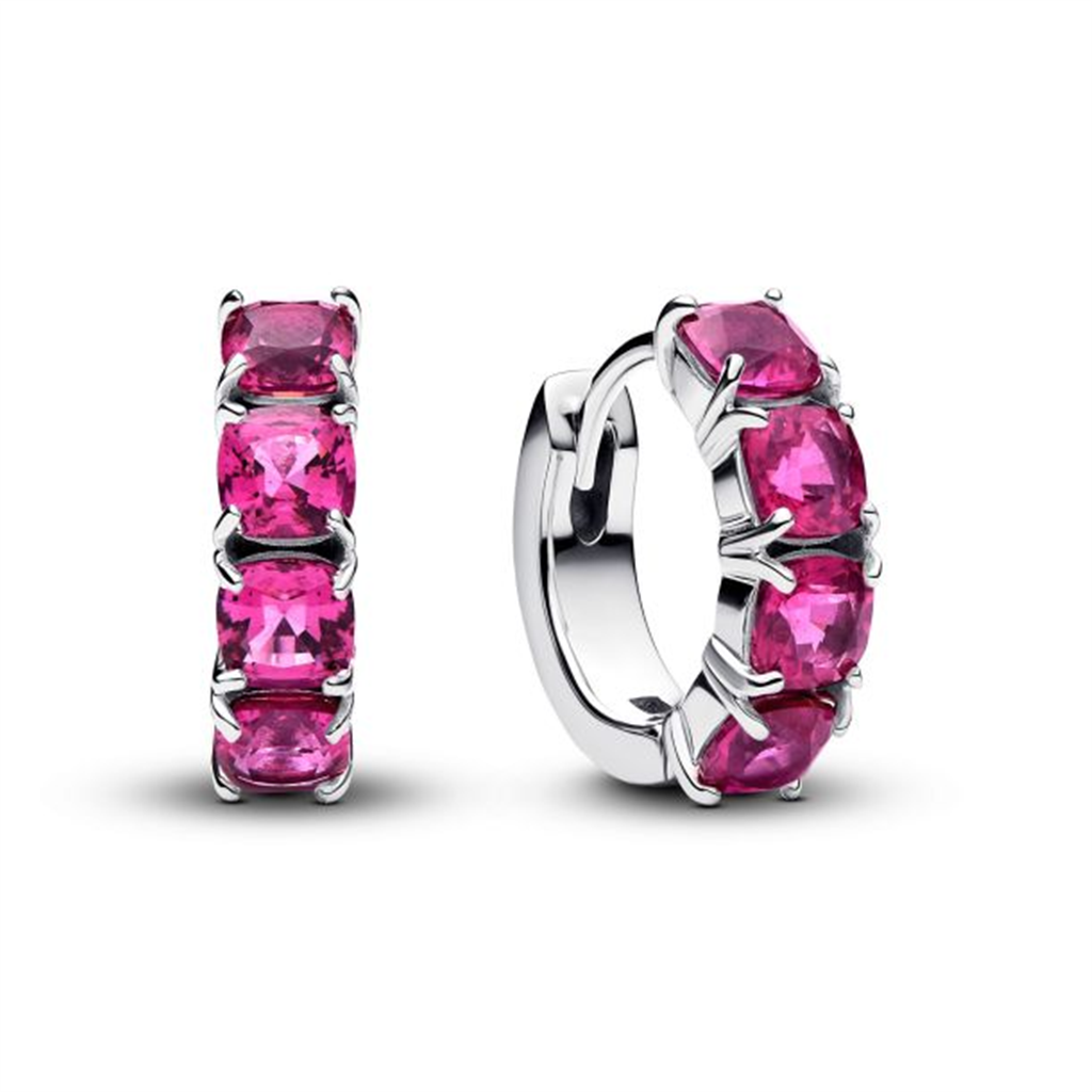 Pandora Timeless Pink Hoop Sterling Silver Earrings