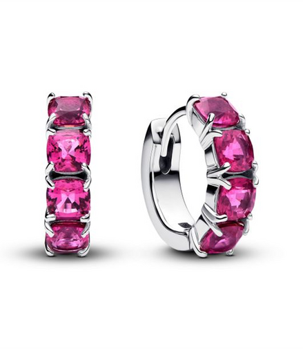 Pandora Timeless Pink Hoop Sterling Silver Earrings