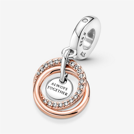 Pandora Moments "Family Always" Encircled Dangle Charm