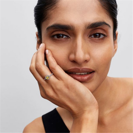 Pandora Sparkling Yellow Elevated Heart Ring Size 8.5