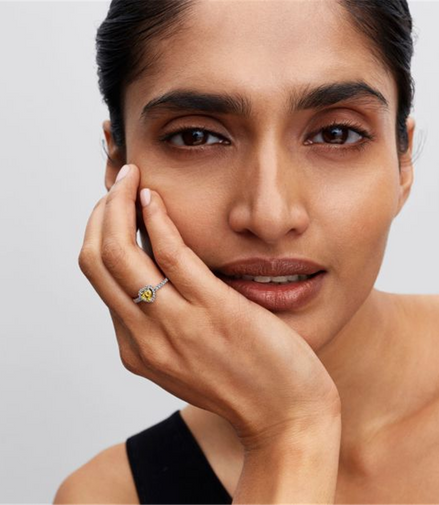 Pandora Sparkling Yellow Elevated Heart Ring Size 7