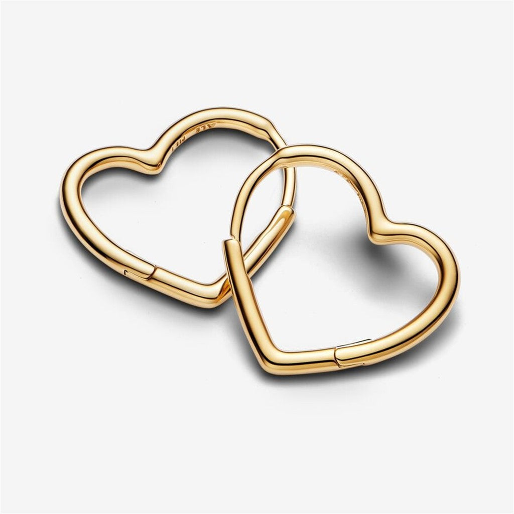 Pandora Moments Asymmetrical Heart Gold-Plated Hoop Earrings