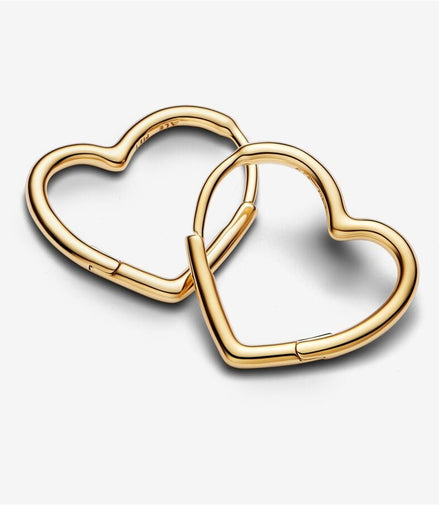 Pandora Moments Asymmetrical Heart Gold-Plated Hoop Earrings