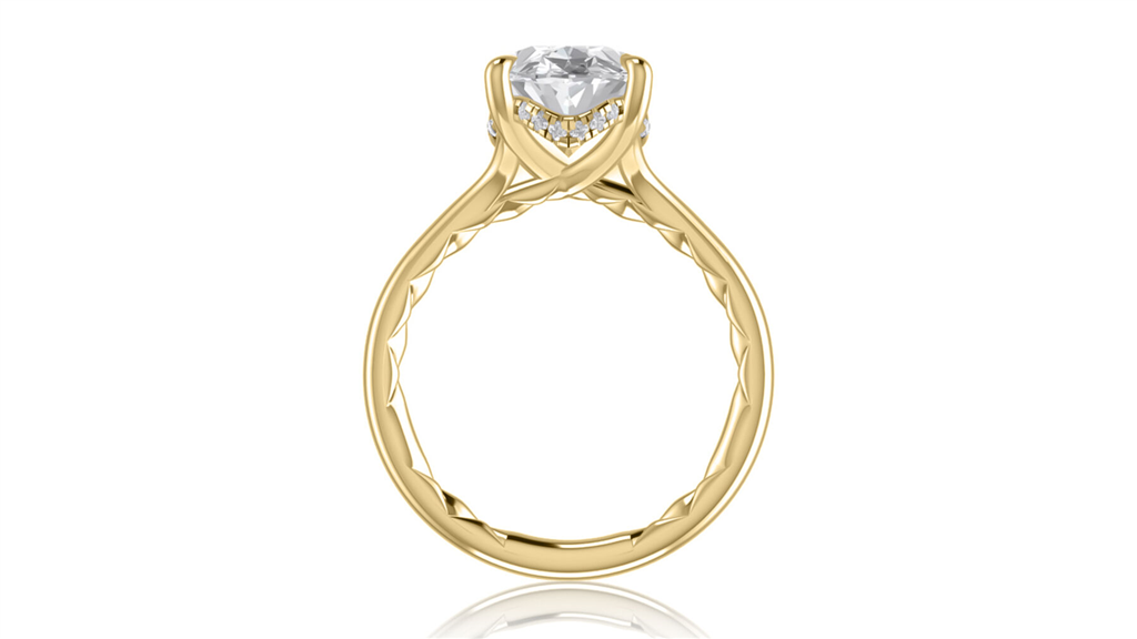 A.JAFFE 14K Yellow Gold Diamond Halo Semi-Mount Engagement Ring