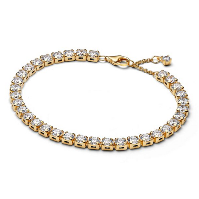 Pandora Sparkling Bold Gold-Plated Tennis Bracelet Size 20