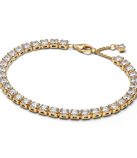 Pandora Sparkling Bold Gold-Plated Tennis Bracelet Size 20