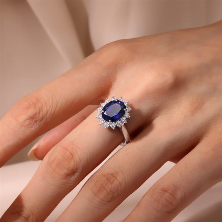 Lafonn 3.10 CTW Simulated Diamond & Lab Grown Sapphire Halo Engagement Ring Size 7