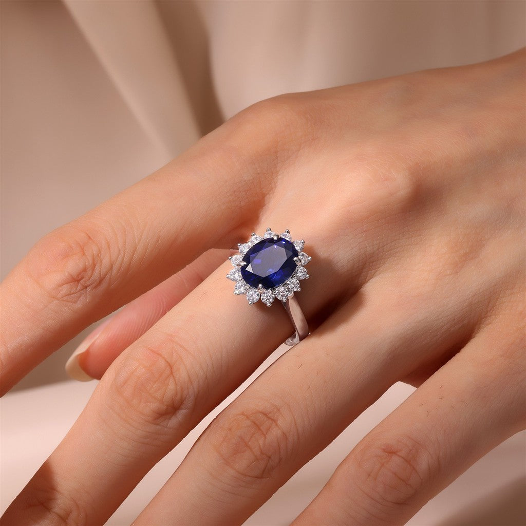 Lafonn 3.10 CTW Simulated Diamond & Lab Grown Sapphire Halo Engagement Ring Size 7