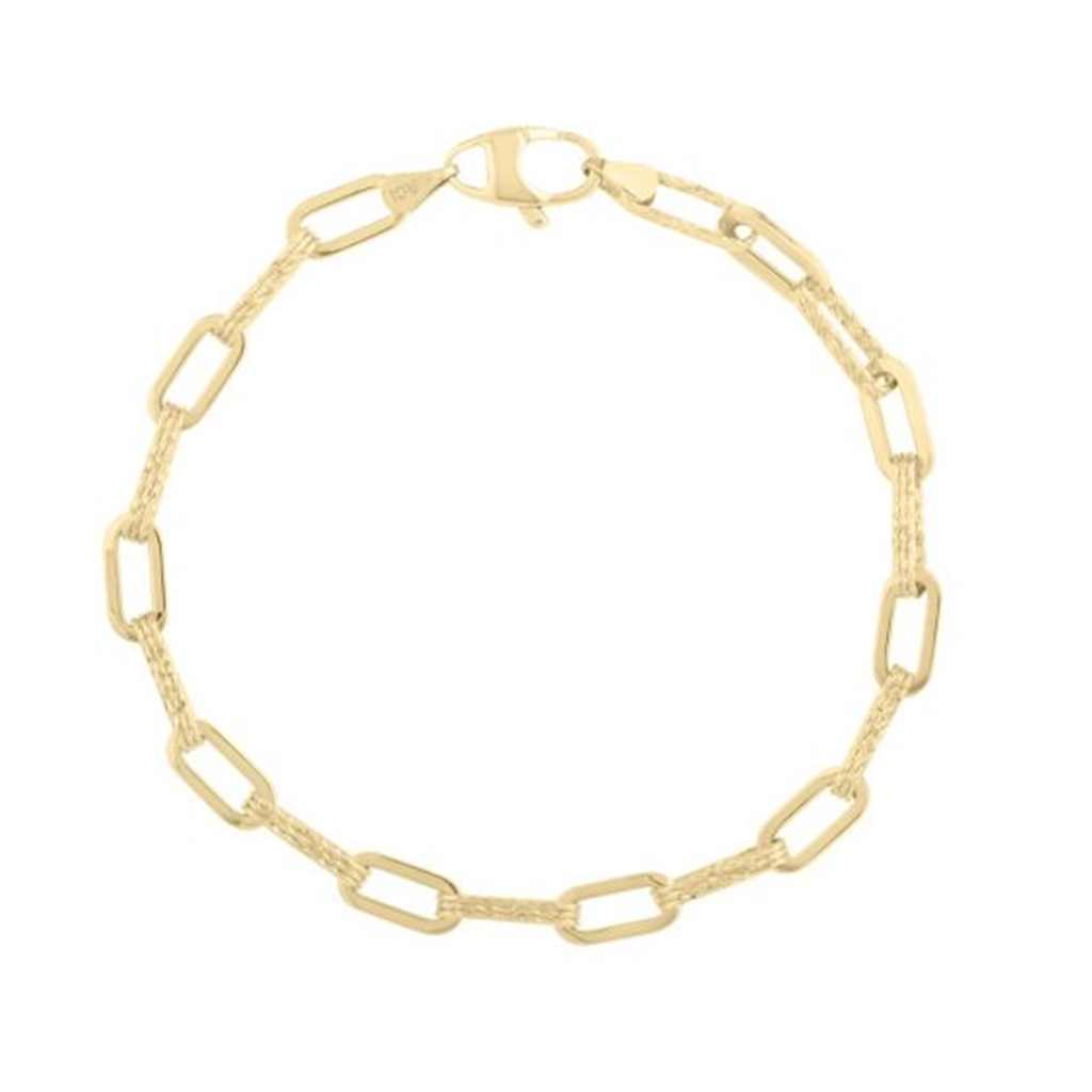 14K Yellow Gold 4mm Diamanté Paperclip Chain