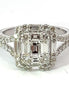 Ladies 14KT White Gold Emerald Cut Low Profile Engagement Ring