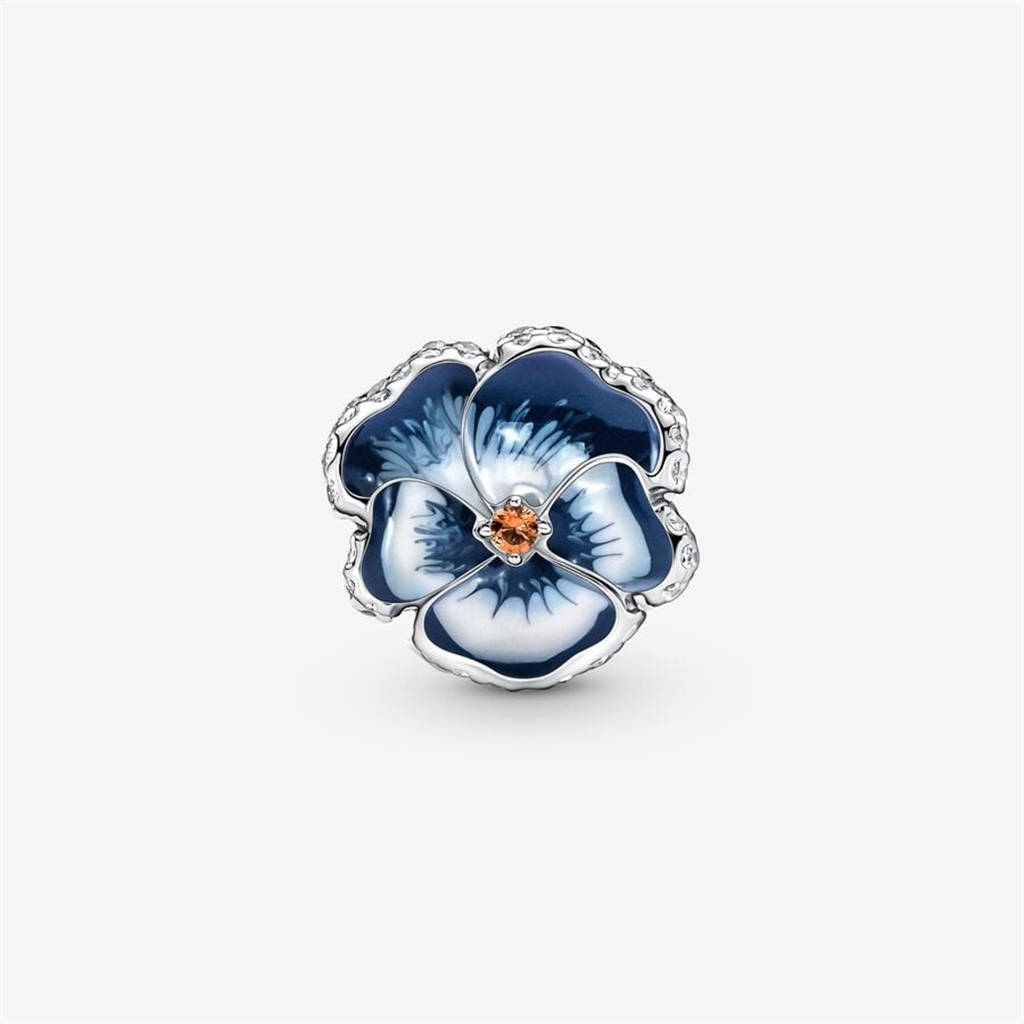 Pandora Moments Blue Pansy Flower Charm