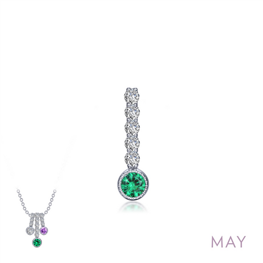 Lafonn 0.32 CTW Simulated Diamond And Simulated Emerald May Birthstone Love Pendant