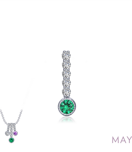 Lafonn 0.32 CTW Simulated Diamond And Simulated Emerald May Birthstone Love Pendant