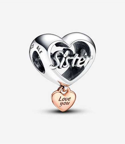 Pandora Moments" Love You Sister" Heart Charm