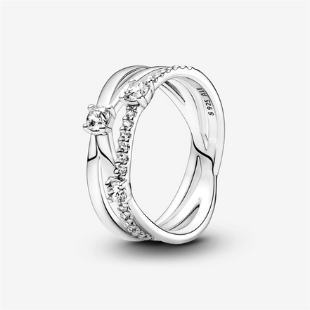 Pandora Timeless Sparkling Triple Band Ring Size 6