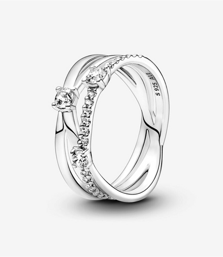 Pandora Timeless Sparkling Triple Band Ring Size 6