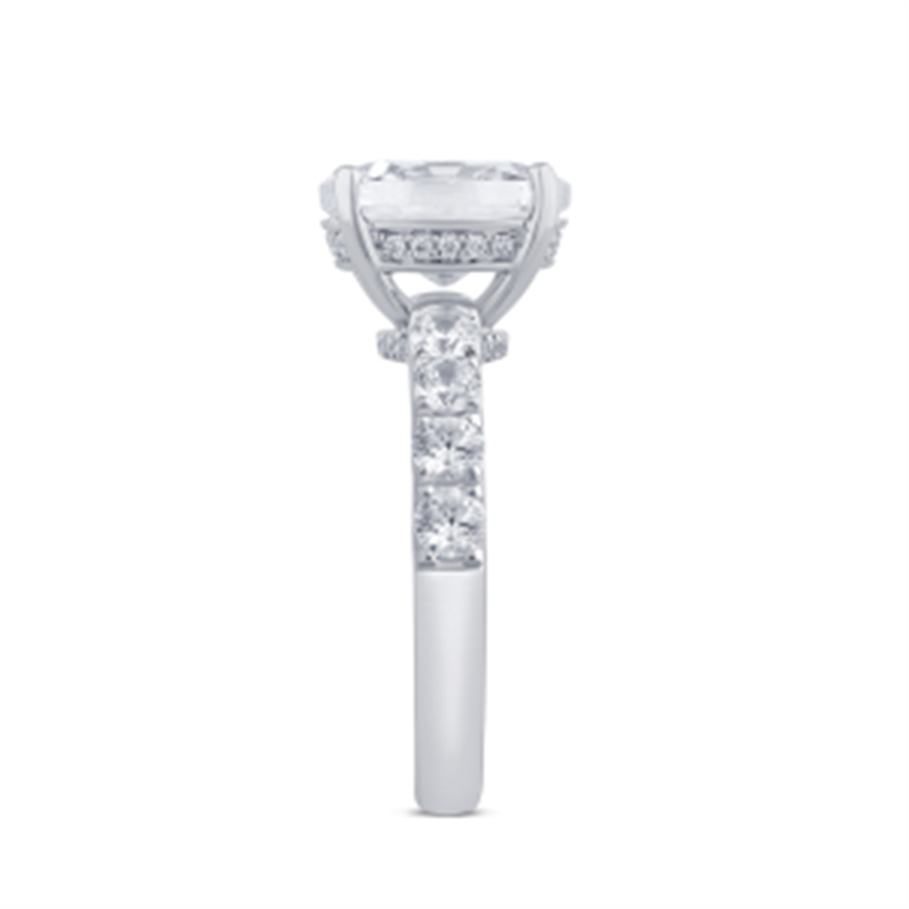 14K White Gold 3.78 CTW Lab Grown Oval Stone And Hidden Halo Engagement Ring