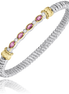 Vahan 14K Yellow Gold and Sterling Silver 4mm Pink Sapphire And Diamond Closed Bracelet