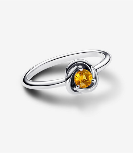 Pandora Moments November Honey Eternity Circle Ring Size 7.5