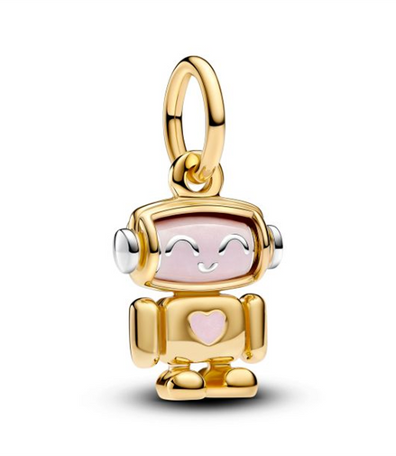 Pandora ME/Moments Spinnable Face Robot Gold-Plated Dangle Charm