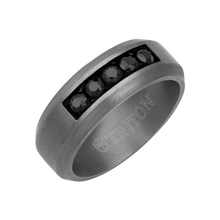 Triton Tantulam and Black Sapphire Wedding Band Size 10
