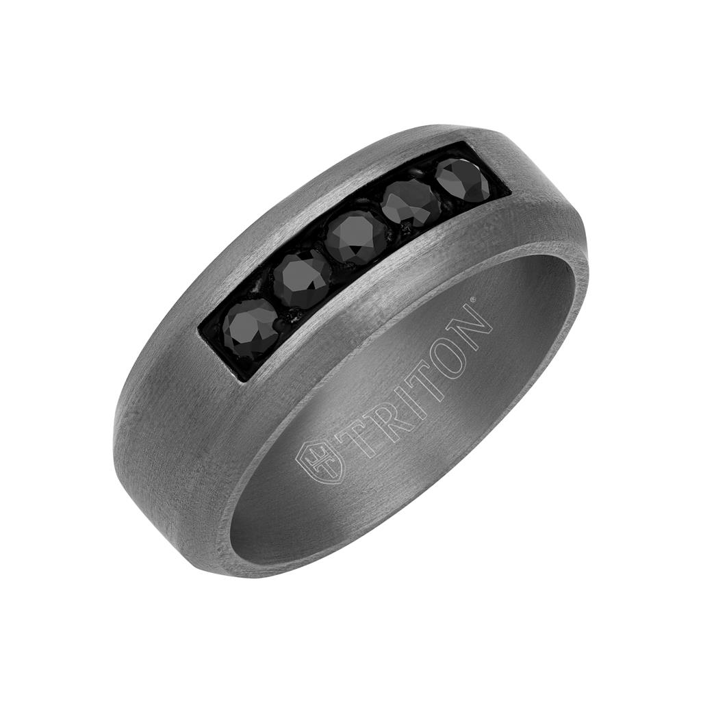 Triton 8mm Tantulam and Black Sapphire Wedding Band