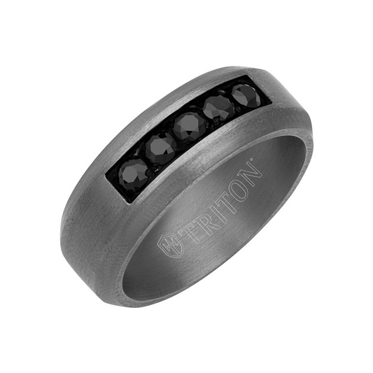 Triton 8mm Tantulam and Black Sapphire Wedding Band