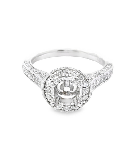 14K White Gold Diamond Semi-mount Engagement Ring