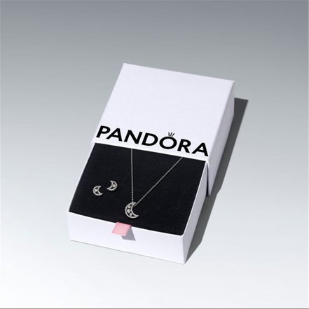 Pandora Moon Stud Earrings and Pendant Necklace Gift Set
