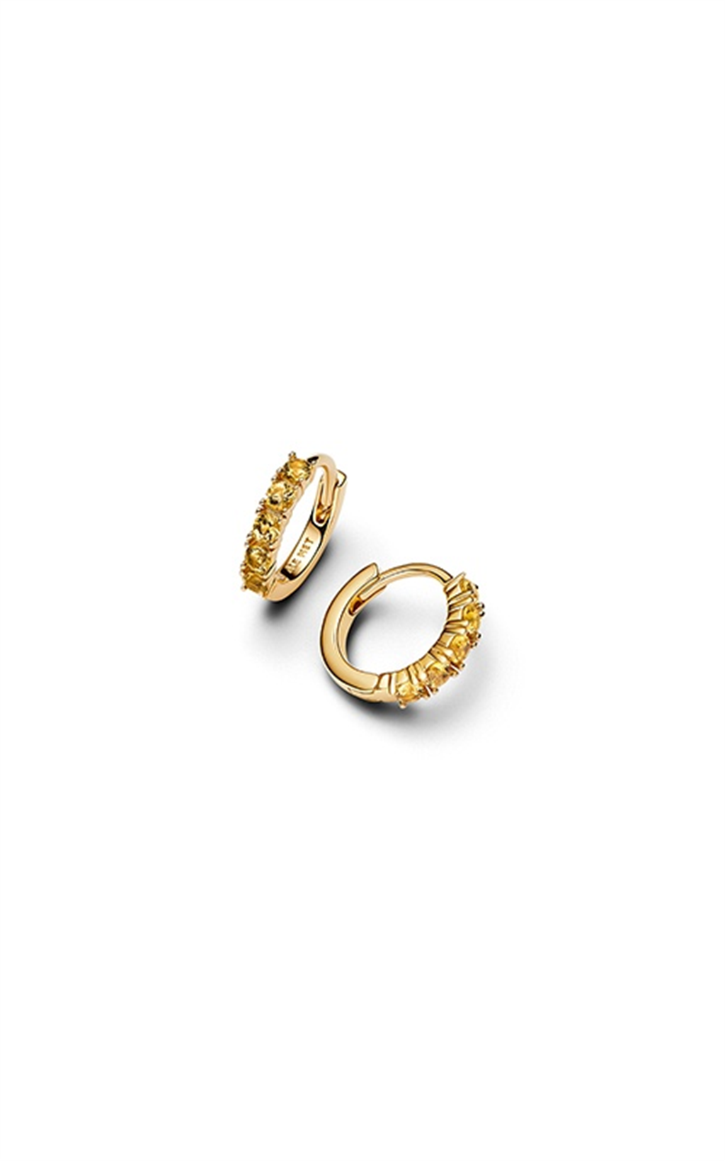Pandora 14K Yellow Gold And Yellow Crystal Huggie Hoop Earrings