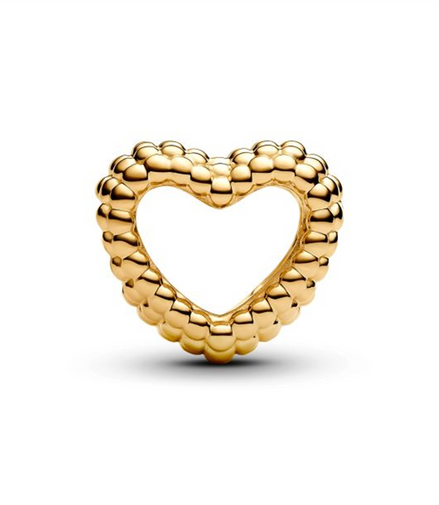 Pandora Moments Beaded Open Heart Gold-Plated Charm