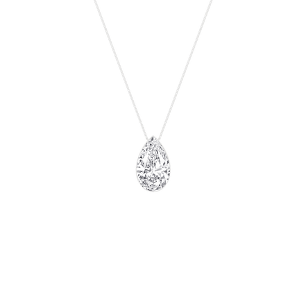 14K White Gold 1 CTW Lab Grown Diamond Seamless Solitaire Pear Shaped Pendant Necklace