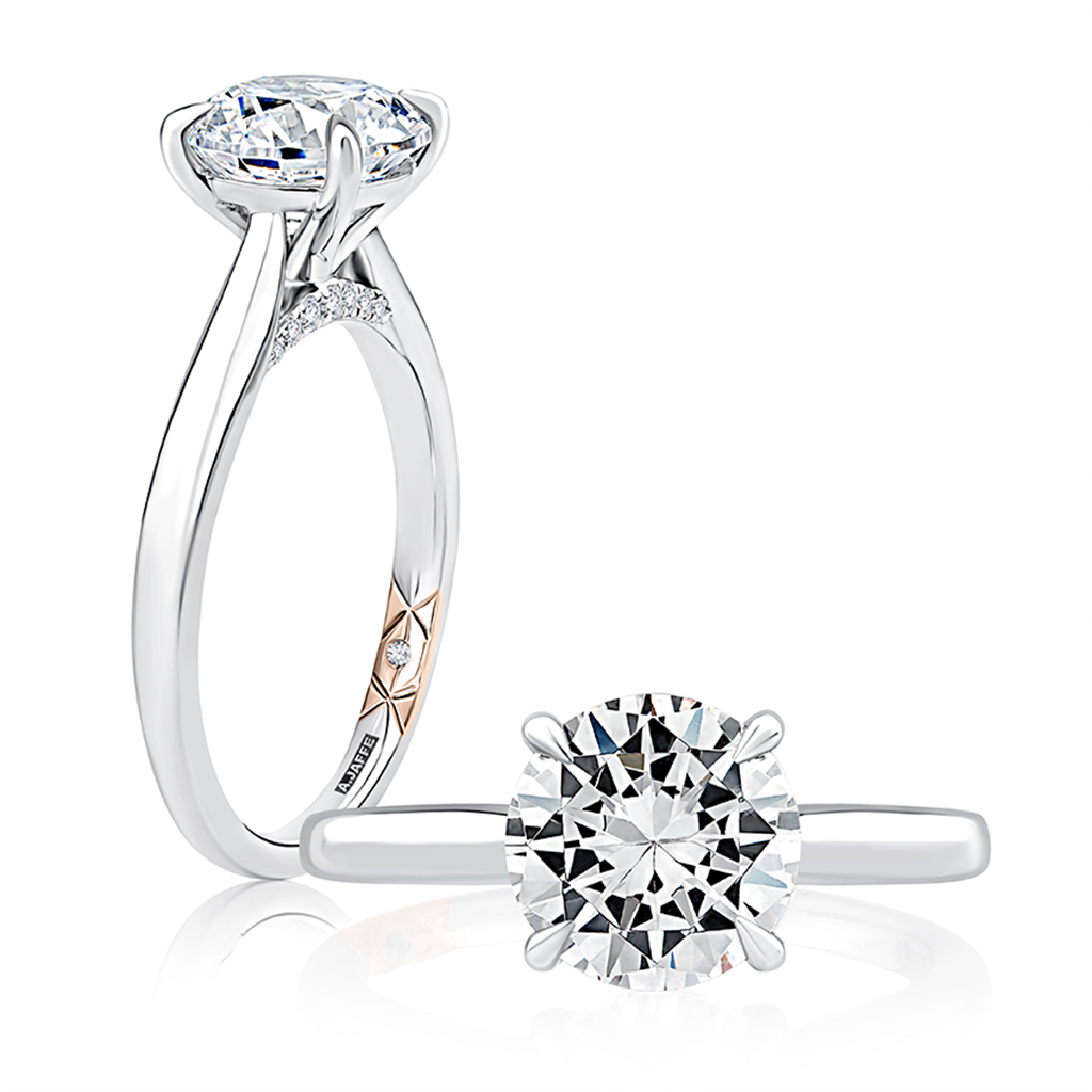 A.Jaffe 14K White Gold Solitaire Diamond Peek-A-Boo Engagement Ring