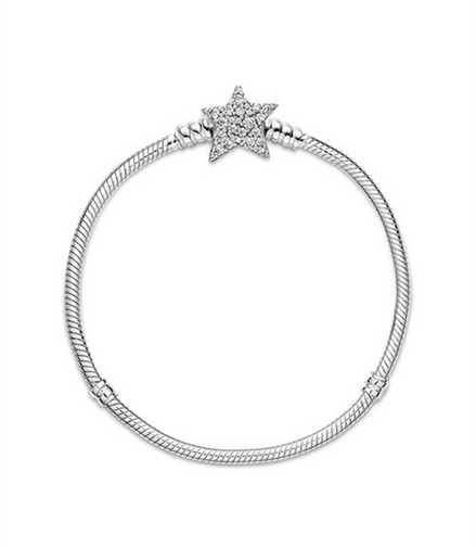 Asymmetric Star Clasp Snake Chain Bracelet Size 17