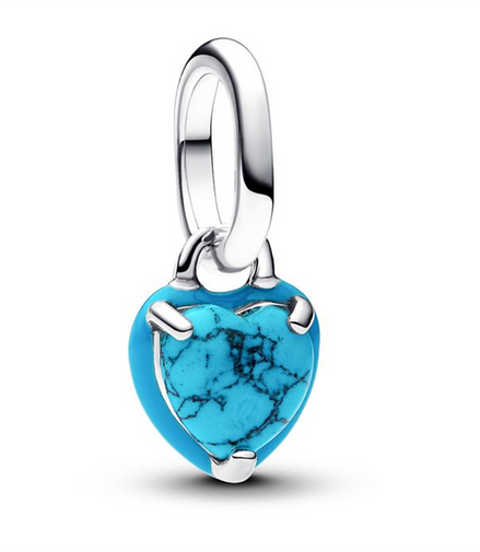 Pandora Turquoise-colored Heart Mini Dangle Charm